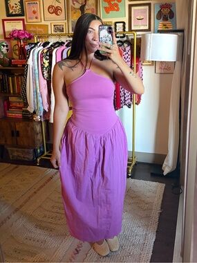 Zara Drop Waist Halter Midi Dress